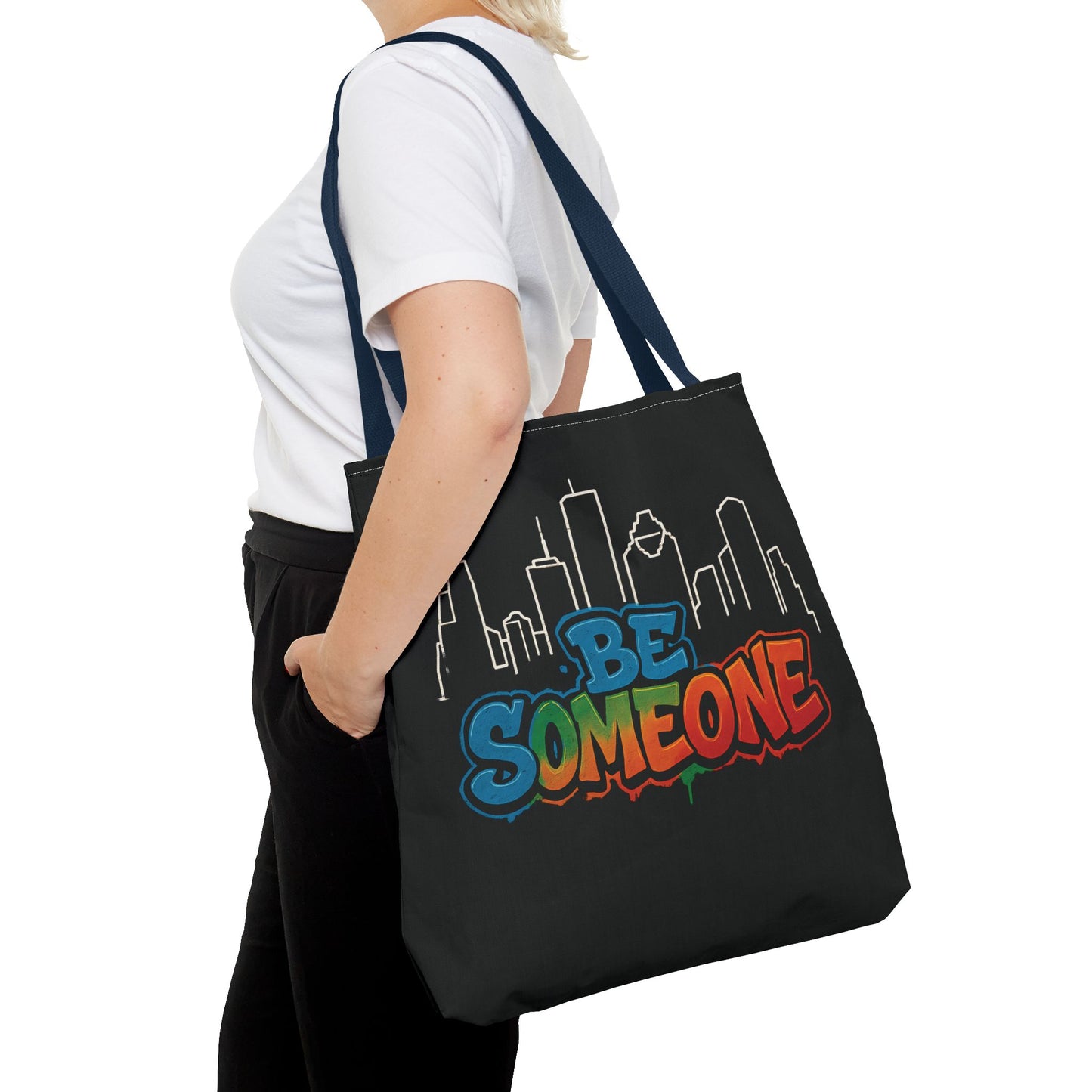 Be Someone Houston Skyline Carry‑All, 100% Polyester Canvas-Style Shoulder Tote Bag, An Inspirational TX Gift for the Street Art Lover