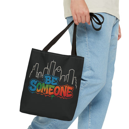 Be Someone Houston Skyline Carry‑All, 100% Polyester Canvas-Style Shoulder Tote Bag, An Inspirational TX Gift for the Street Art Lover