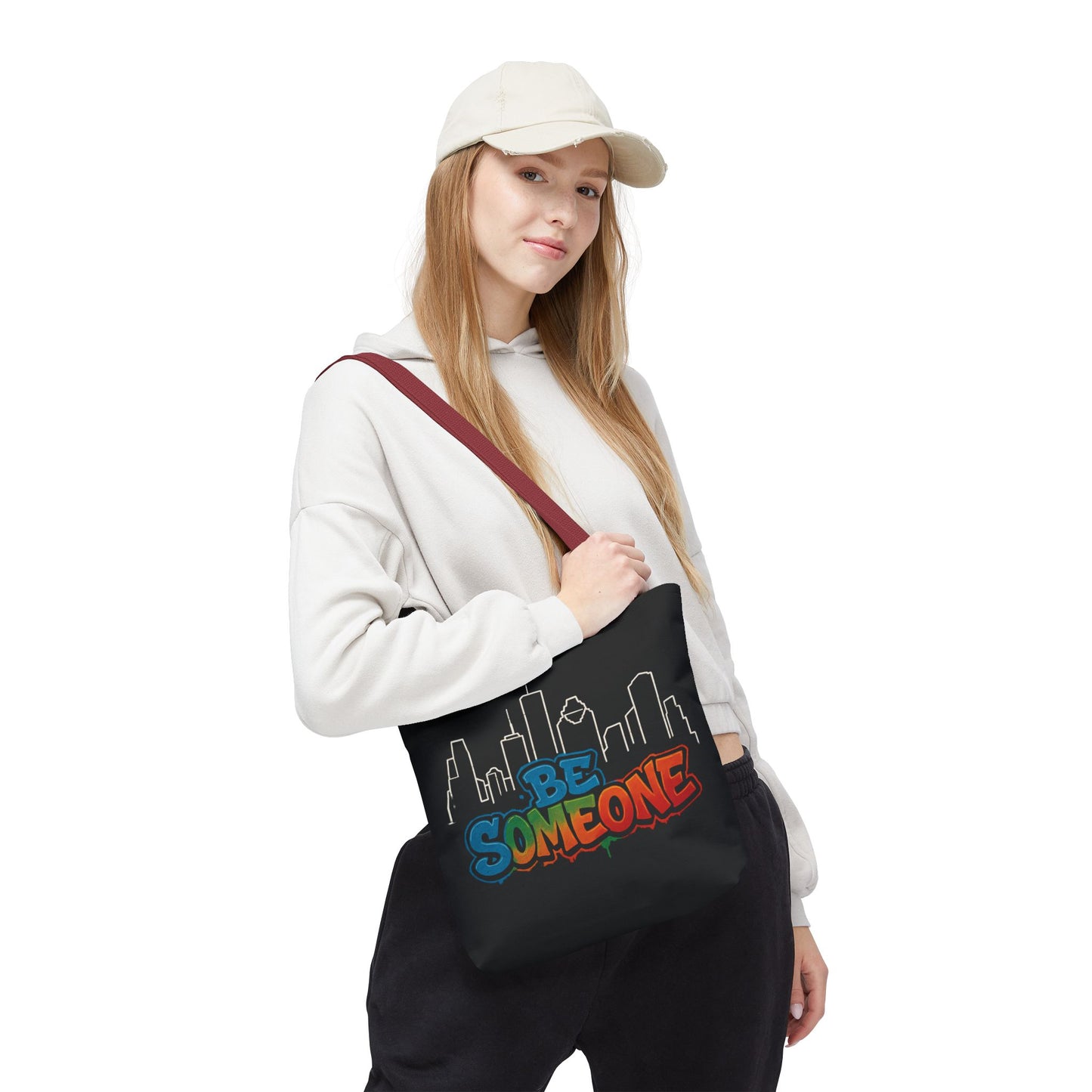 Be Someone Houston Skyline Carry‑All, 100% Polyester Canvas-Style Shoulder Tote Bag, An Inspirational TX Gift for the Street Art Lover