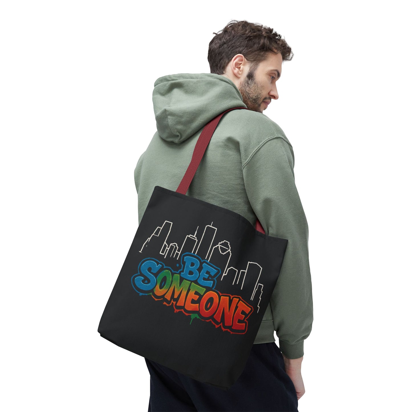 Be Someone Houston Skyline Carry‑All, 100% Polyester Canvas-Style Shoulder Tote Bag, An Inspirational TX Gift for the Street Art Lover