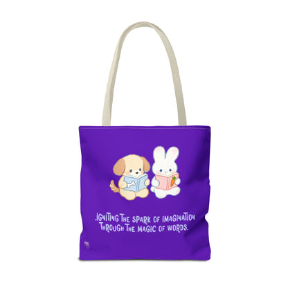 I'm Silently Correcting Your Grammar Tote Bag | Cute Reading Puppy & Bunny Design