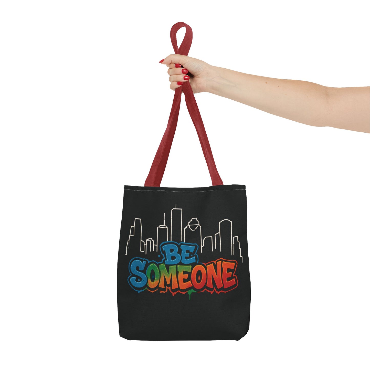 Be Someone Houston Skyline Carry‑All, 100% Polyester Canvas-Style Shoulder Tote Bag, An Inspirational TX Gift for the Street Art Lover