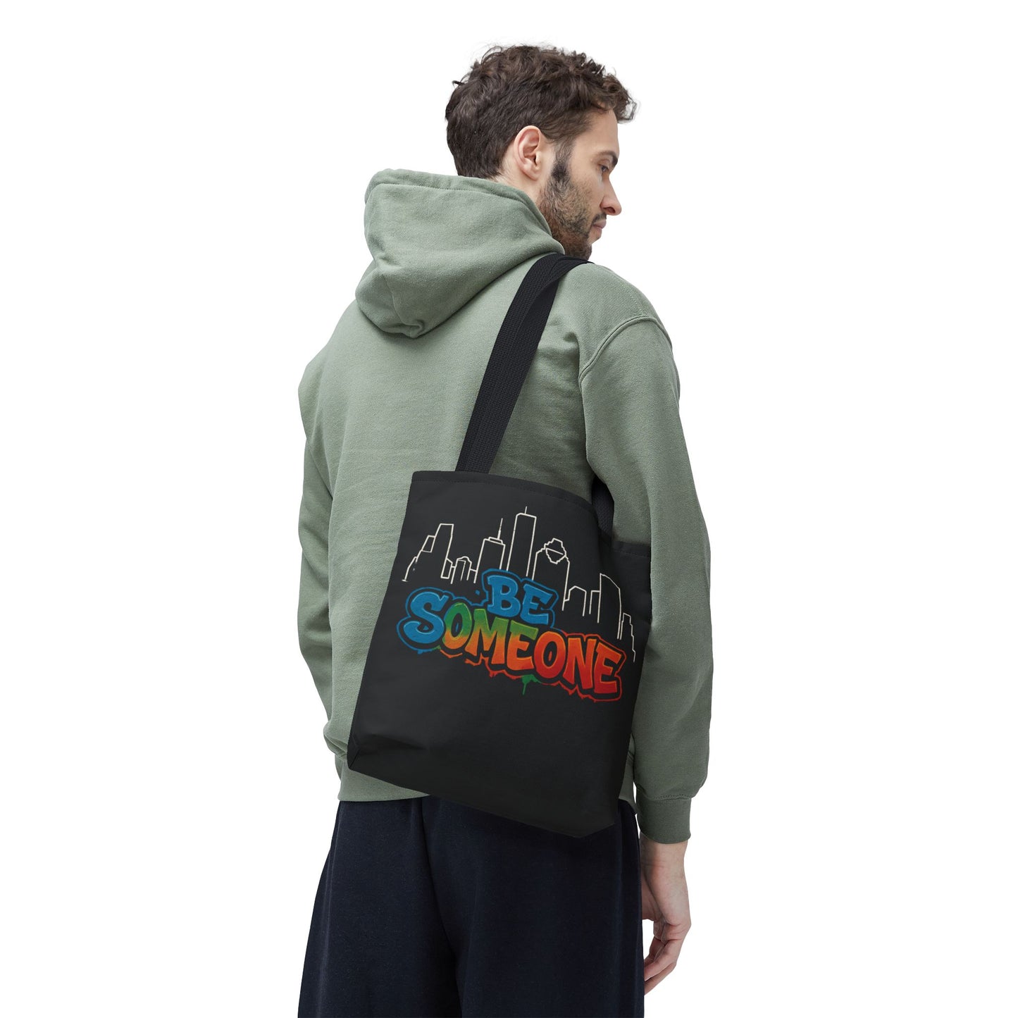 Be Someone Houston Skyline Carry‑All, 100% Polyester Canvas-Style Shoulder Tote Bag, An Inspirational TX Gift for the Street Art Lover