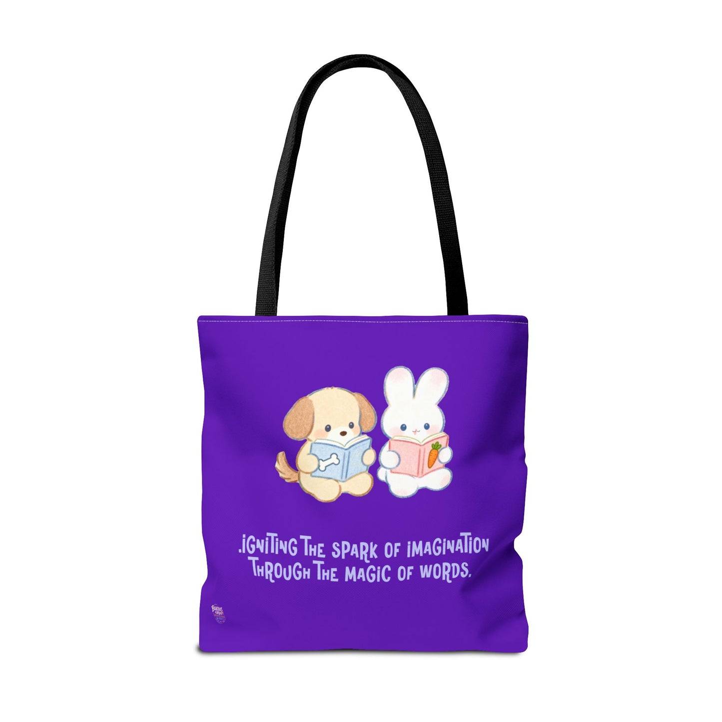 I'm Silently Correcting Your Grammar Tote Bag | Cute Reading Puppy & Bunny Design