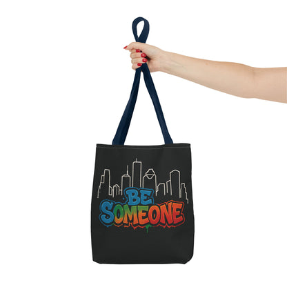 Be Someone Houston Skyline Carry‑All, 100% Polyester Canvas-Style Shoulder Tote Bag, An Inspirational TX Gift for the Street Art Lover