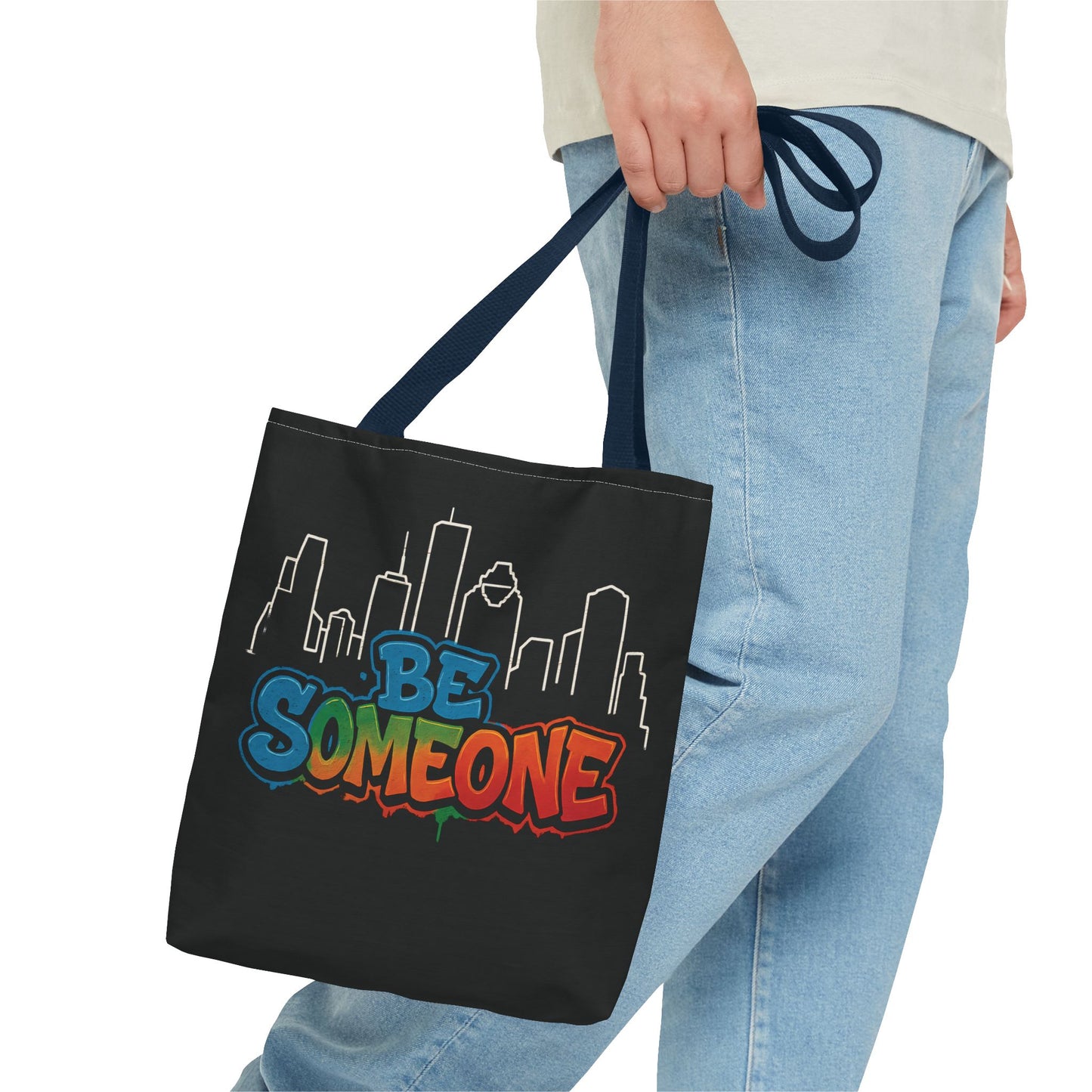 Be Someone Houston Skyline Carry‑All, 100% Polyester Canvas-Style Shoulder Tote Bag, An Inspirational TX Gift for the Street Art Lover