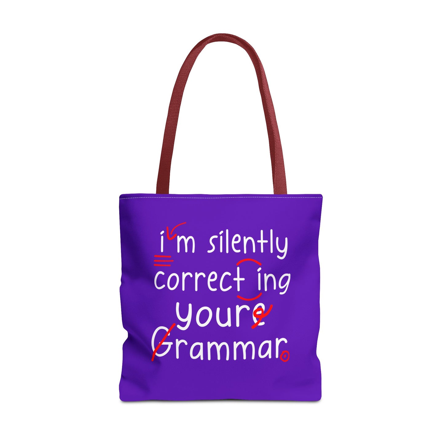 I'm Silently Correcting Your Grammar Tote Bag | Cute Reading Puppy & Bunny Design