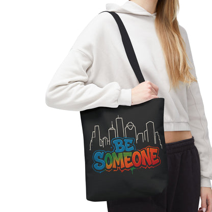 Be Someone Houston Skyline Carry‑All, 100% Polyester Canvas-Style Shoulder Tote Bag, An Inspirational TX Gift for the Street Art Lover