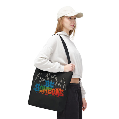 Be Someone Houston Skyline Carry‑All, 100% Polyester Canvas-Style Shoulder Tote Bag, An Inspirational TX Gift for the Street Art Lover