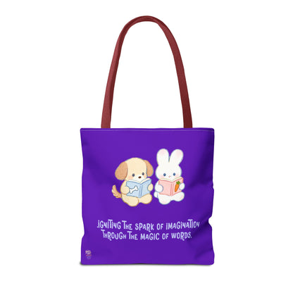 I'm Silently Correcting Your Grammar Tote Bag | Cute Reading Puppy & Bunny Design