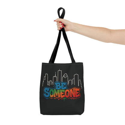 Be Someone Houston Skyline Carry‑All, 100% Polyester Canvas-Style Shoulder Tote Bag, An Inspirational TX Gift for the Street Art Lover