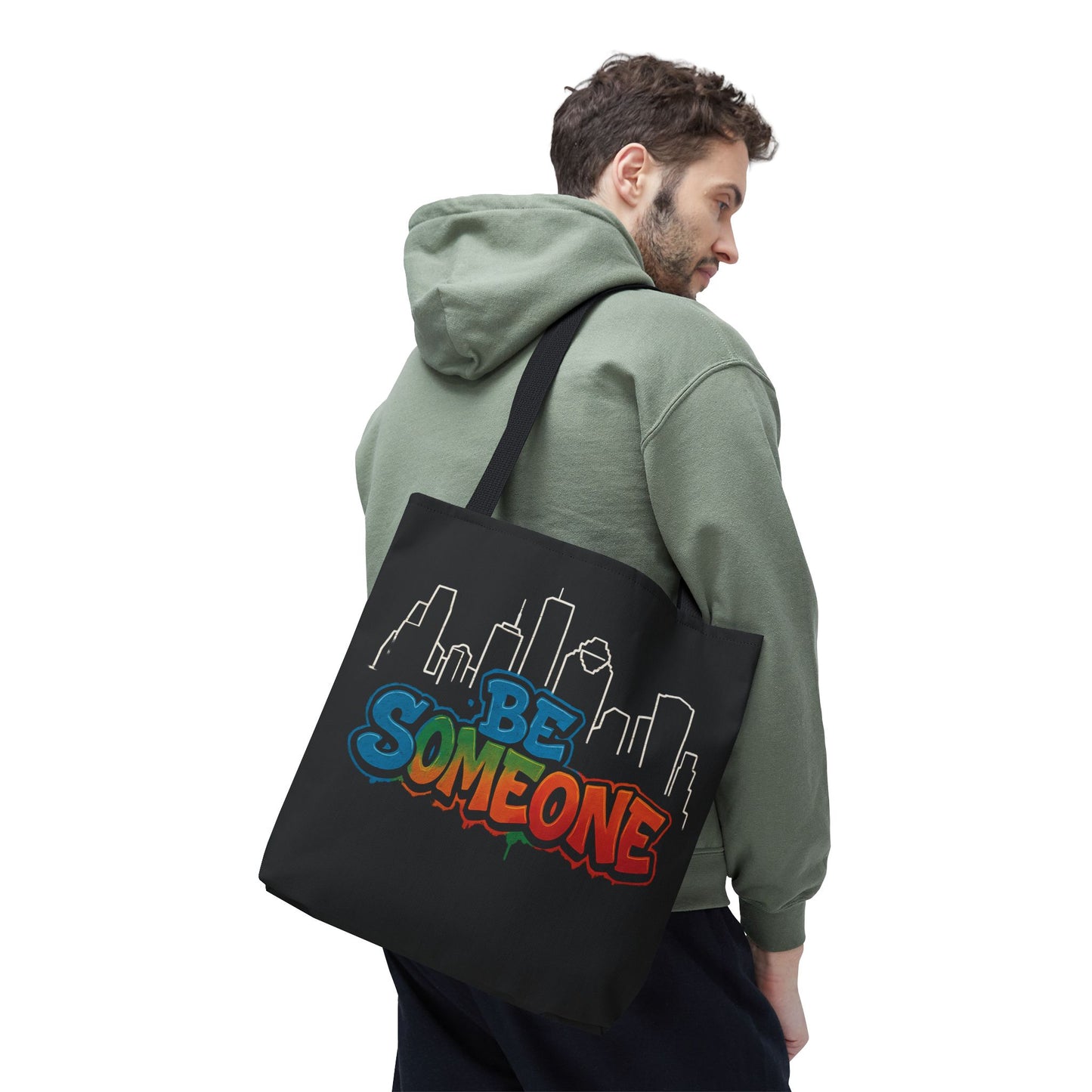 Be Someone Houston Skyline Carry‑All, 100% Polyester Canvas-Style Shoulder Tote Bag, An Inspirational TX Gift for the Street Art Lover
