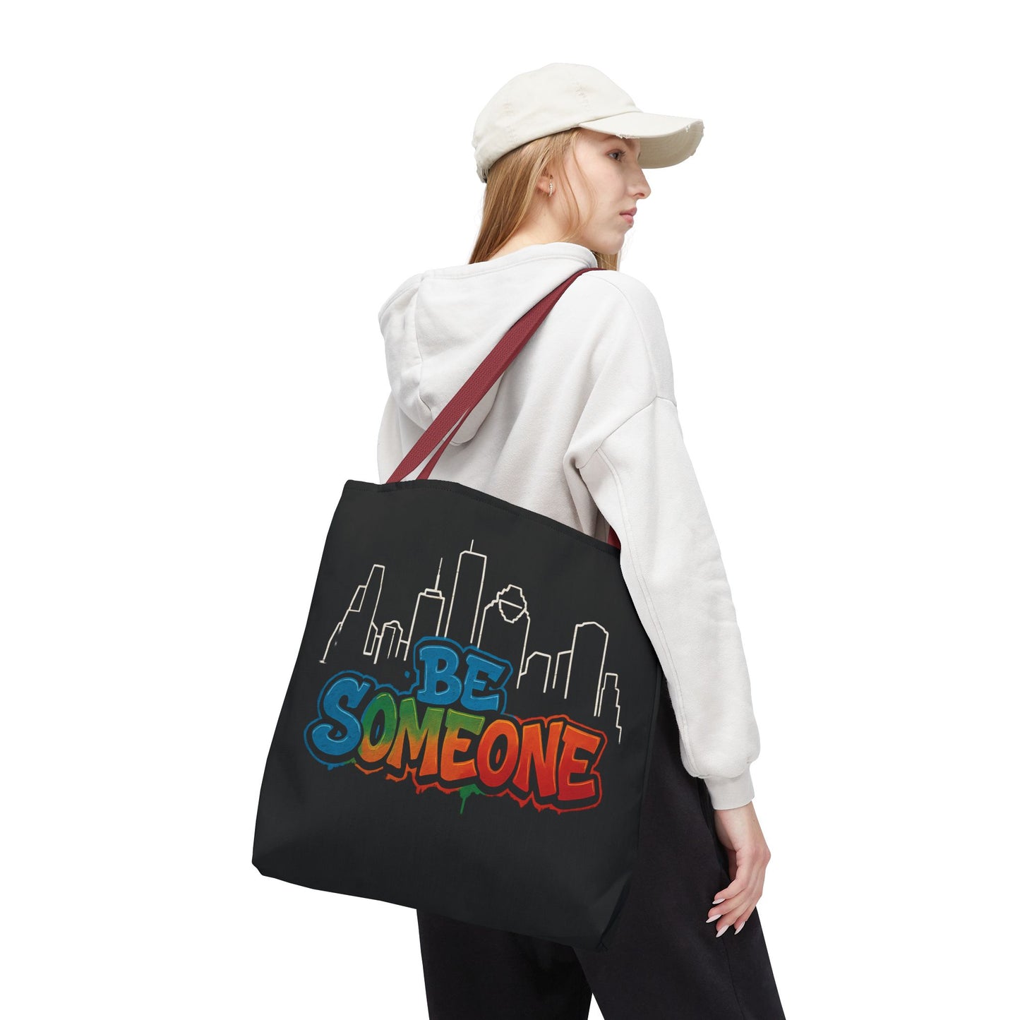 Be Someone Houston Skyline Carry‑All, 100% Polyester Canvas-Style Shoulder Tote Bag, An Inspirational TX Gift for the Street Art Lover