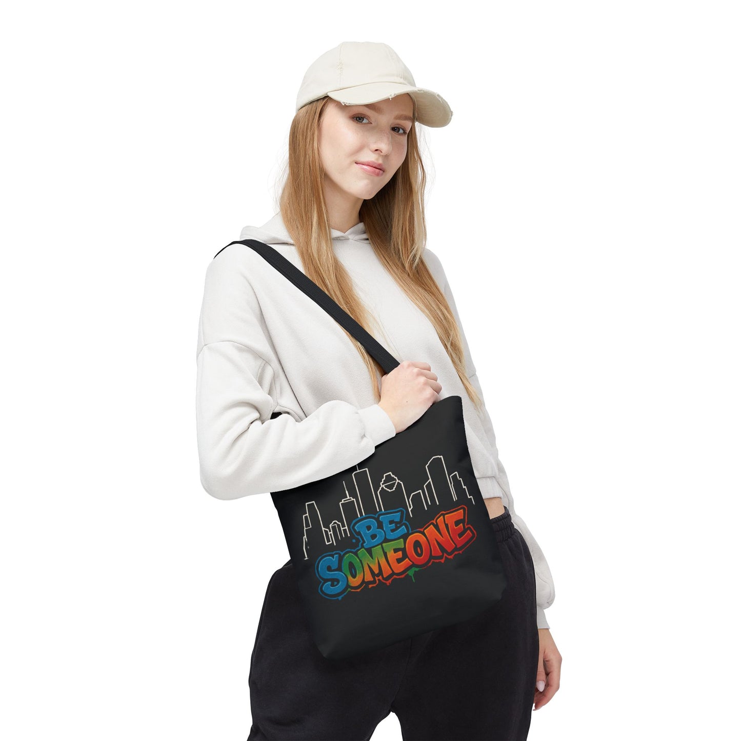 Be Someone Houston Skyline Carry‑All, 100% Polyester Canvas-Style Shoulder Tote Bag, An Inspirational TX Gift for the Street Art Lover
