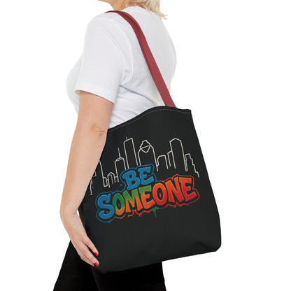 Be Someone Houston Skyline Carry‑All, 100% Polyester Canvas-Style Shoulder Tote Bag, An Inspirational TX Gift for the Street Art Lover