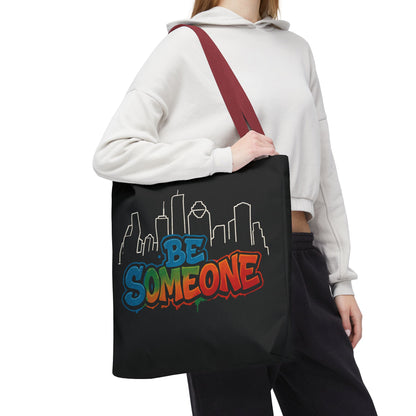 Be Someone Houston Skyline Carry‑All, 100% Polyester Canvas-Style Shoulder Tote Bag, An Inspirational TX Gift for the Street Art Lover