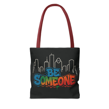 Be Someone Houston Skyline Carry‑All, 100% Polyester Canvas-Style Shoulder Tote Bag, An Inspirational TX Gift for the Street Art Lover