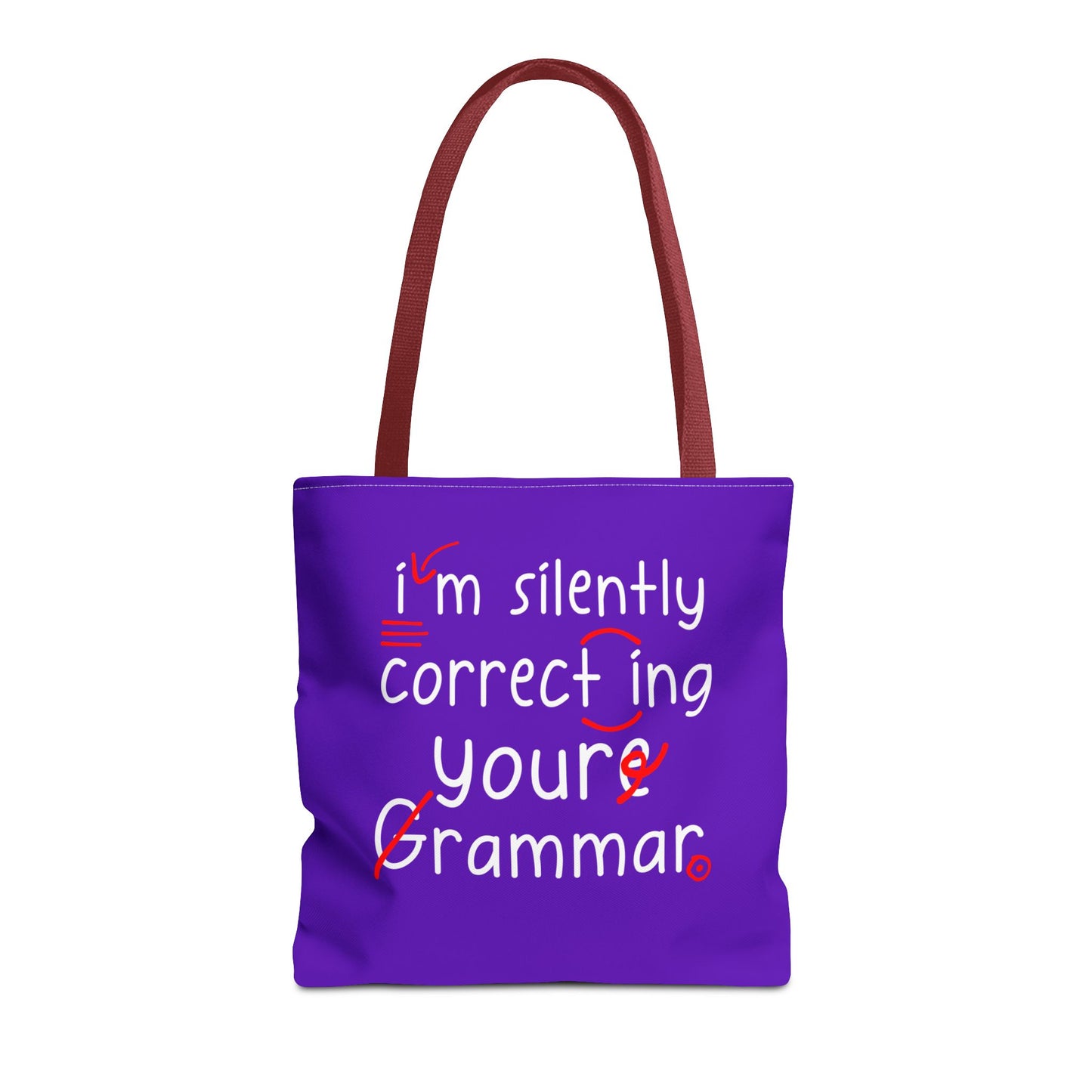 I'm Silently Correcting Your Grammar Tote Bag | Cute Reading Puppy & Bunny Design