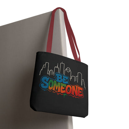 Be Someone Houston Skyline Carry‑All, 100% Polyester Canvas-Style Shoulder Tote Bag, An Inspirational TX Gift for the Street Art Lover