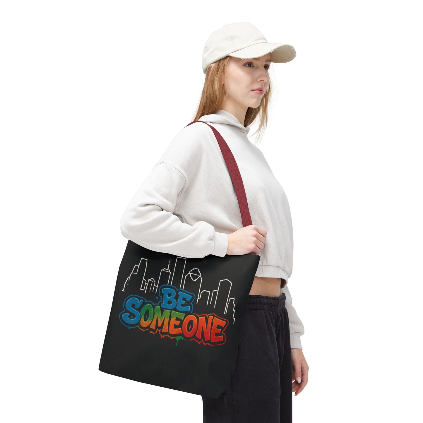 Be Someone Houston Skyline Carry‑All, 100% Polyester Canvas-Style Shoulder Tote Bag, An Inspirational TX Gift for the Street Art Lover