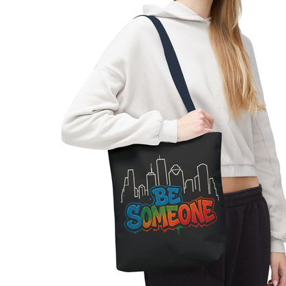 Be Someone Houston Skyline Carry‑All, 100% Polyester Canvas-Style Shoulder Tote Bag, An Inspirational TX Gift for the Street Art Lover