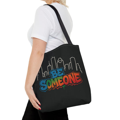 Be Someone Houston Skyline Carry‑All, 100% Polyester Canvas-Style Shoulder Tote Bag, An Inspirational TX Gift for the Street Art Lover