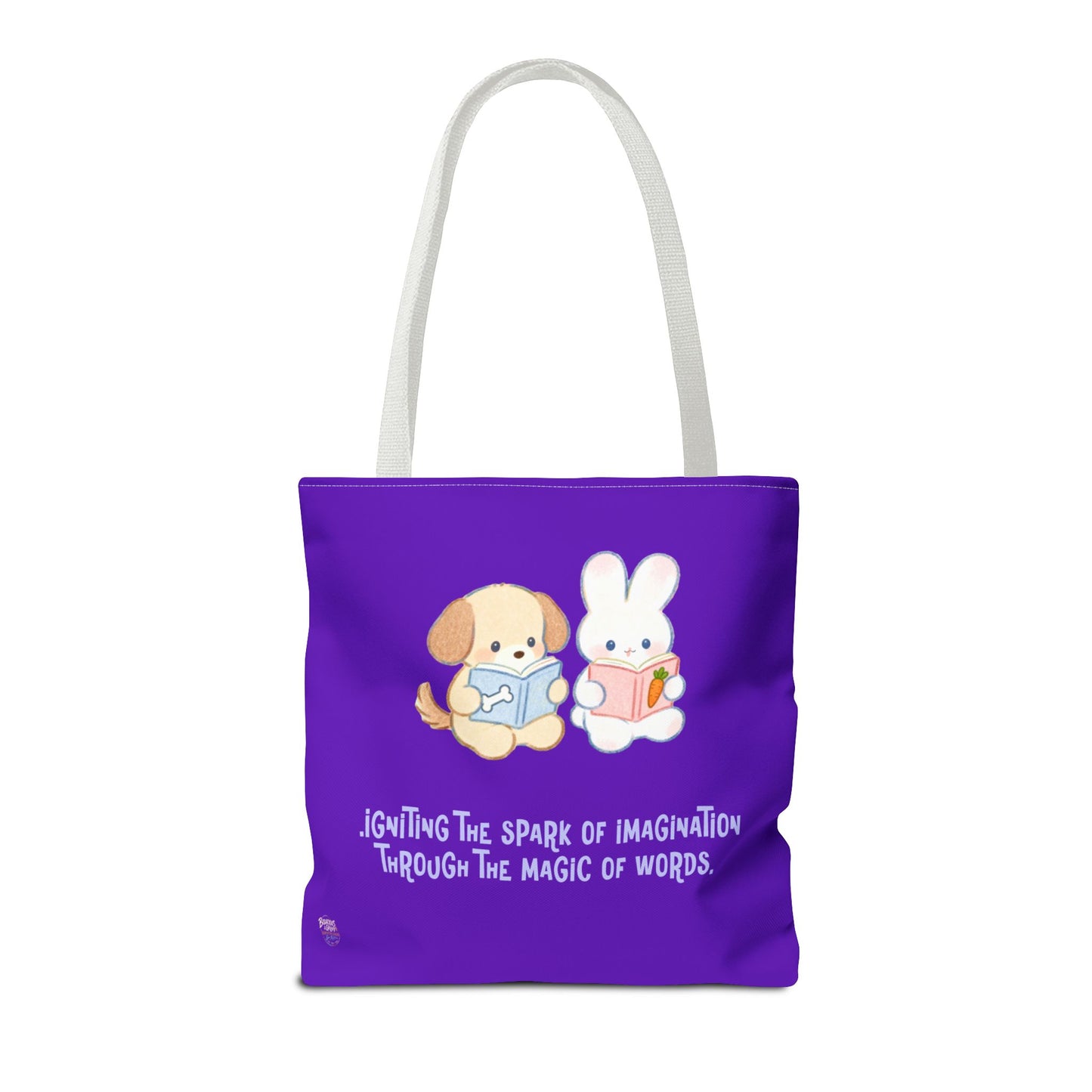 I'm Silently Correcting Your Grammar Tote Bag | Cute Reading Puppy & Bunny Design