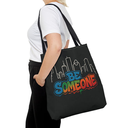 Be Someone Houston Skyline Carry‑All, 100% Polyester Canvas-Style Shoulder Tote Bag, An Inspirational TX Gift for the Street Art Lover
