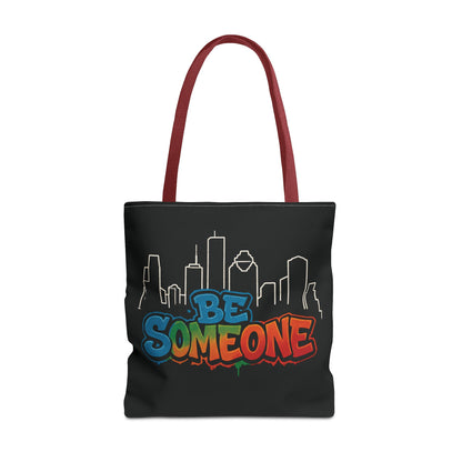 Be Someone Houston Skyline Carry‑All, 100% Polyester Canvas-Style Shoulder Tote Bag, An Inspirational TX Gift for the Street Art Lover