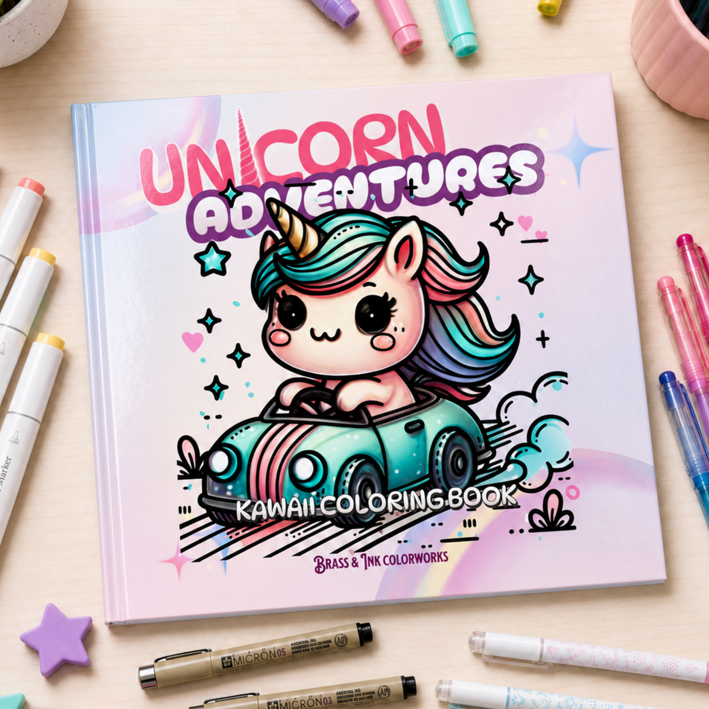 Digital Coloring Book – Kawaii Unicorn Adventures coloring gift for Girls & Women Printable PDF